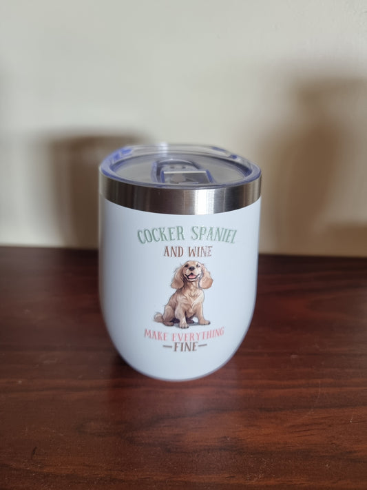 Insulated Tumbler - Cocker Spaniel & Wine